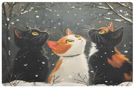 Mnsruu Indoor Door Mat 50 X 80 cm Funny Cats Looking Sky Non-slip Dirt Trapper Doormat, Washable Absorbent Entrance Rug Inside Floor Mat