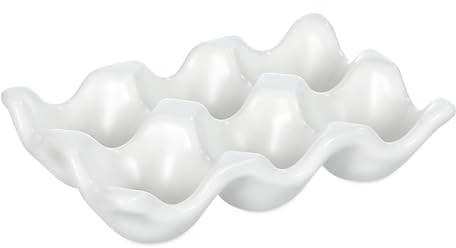 OHPHCALL Porte-œufs en Céramique Blanc Multifonctionnel Cuisine et Réfrigérateur, Support Stable Facile à Nettoyer Plusieurs Emplacements pour Œufs