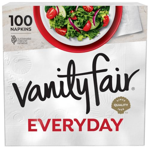 Vanity Fair Everyday Paper Napkins, 100 Count, Disposable Napkins Made Soft And Smooth For Everyday Meals