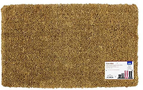 JVL Plain Natural 100% Coir Entrance Door Mat, 35 x 60 cm