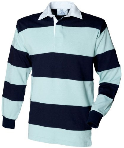 Front Row Rugby-Shirt mit genähten Streifen Gr. L, duck egg