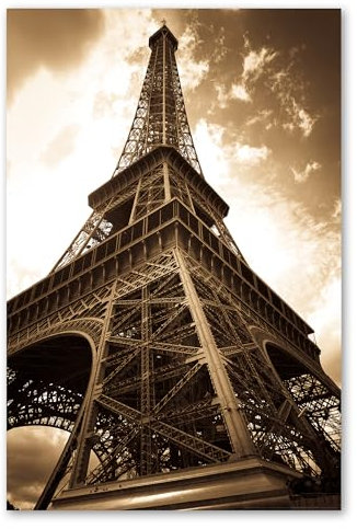 Postereck - 0145 - Eiffelturm Paris, Sepia Frankreich Vintage Retro - Wandposter Fotoposter Bilder Wandbild Wandbilder - Poster - DIN A4-21,0 cm x 29,7 cm