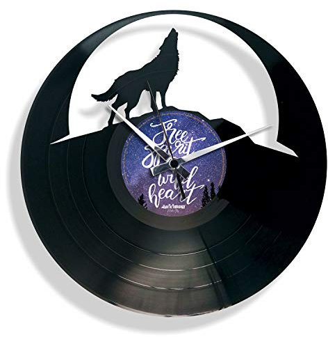 DISC'O'Clock Shallplattenuhr The Wolf - Lautlos Wanduhr, einfach aufzuhängen. 100% Made in Italy Handwerkliches Produkt