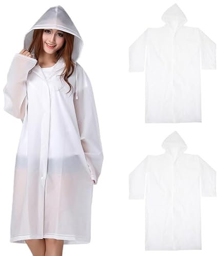 Bramble - Pack of 2 Clear Raincoats, Reusable EVA Hooded Ponchos for Adults, One-Size Rain Poncho for Festivals, Sports Events, Hiking