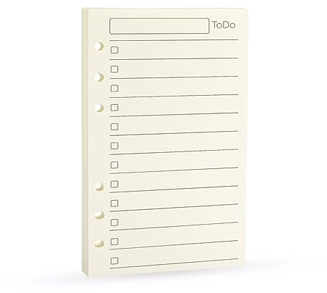 Harphia Spiral Notebook Refill,A6 6 Ring Binder Refill,Loose Leaf Paper for Filofax,100gsm Thicker Paper (A6 3.74 x 6.77'',to do List)