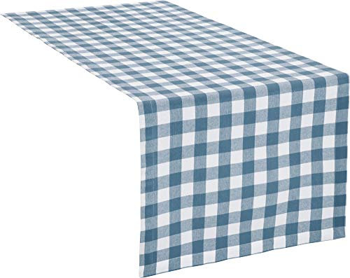 REDBEST Tischläufer, Tischdecke Landhaus karo Nashville blau Größe 40x170 cm - strapazierstark, langlebig, glattes Gewebe, mit Kuvertsaum (weitere Farben, Größen)