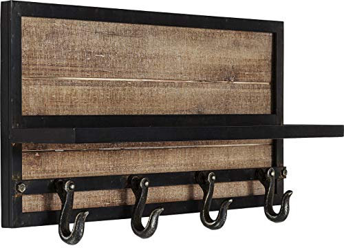Kare Design Cottage Garderobe, Holz, Kleiderhaken, Braun, 14x61x30.5cm