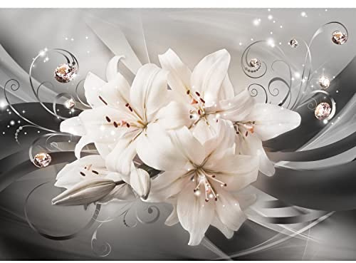Runa Art Fototapete Blumen Lilien 352 x 250 cm Vlies Tapeten XXL Moderne Wandtapete Wohnzimmer Schlafzimmer Schwarz Braun 9434011a