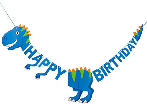 BESTOYARD Dinosaurier Happy Birthday Banner Bunting Geburtstag Dinosaurier Theme Partydekorationen Dinosaurier Fans Supplies (Blau)