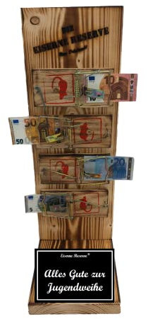 Jugendweihe Geschenk - Eiserne Reserve Mausefalle Geldgeschenk lustige persönliche Geld Geschenk Geld verpacken Geschenkverpackung -s- Alles Gute zur Jugendweihe