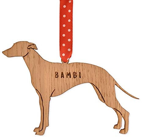Personalised Greyhound dog shaped bauble | christmas tree decorations | present for pet keepsake ornament