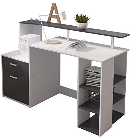 Hadwin Computer Desk for Home,Wood Office Desk with Drawers/Shelves Storage,Home Office Study Table Gaming Desk PC Laptop Workstation.
