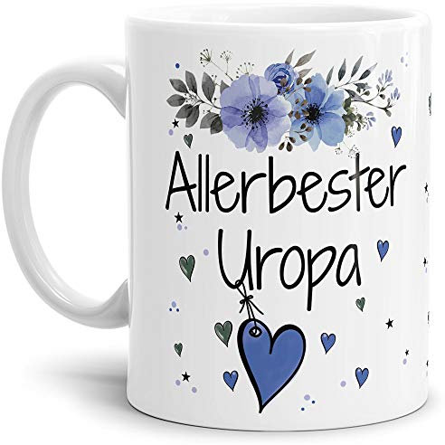 Tasse mit Spruch - Allerbester Uropa - Schöne Geschenkidee/zum Geburtstag für beste Freunde und Familie/Danke Tasse - Weiß