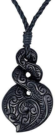 81stgeneration Unisex Geschnitzter Horn Gravierter Koru Moari Doppel Pikorua Anhänger Halskette