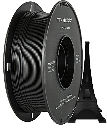 Matt PETG Filament, TINMORRY 3D Druckmaterialien, Filament PETG 1,75mm für FDM 3D Drucker, 1 kg 1 Spule, Matt schwarz