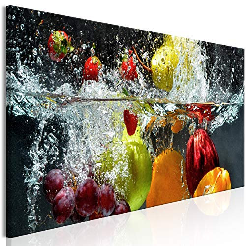 decomonkey Akustikbild Küche 120x40 cm XXL 1 Teilig Leinwand Modern Bilder Wandbilder XXL Schallschlucker Schallschutz Akustikdämmung Wandbild Deko Leise Obst Gemüse