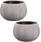 2 x Prosperplast Beton Bowl aus Kunststoff mit Tank in Zementfarbe, 11 (H) x 14,4 (B) x 14,4 (T) cm