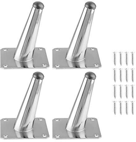 Seimneire Möbelbeine, 10,2 cm, schräge, konische Metallbeine, Chrom, Mid-Century-Stil, Möbelfüße für Sofa, Schrank, Tisch, Stuhl, Schrank, Couch, Ottomane, Heimwerker-Projekte, 4 Stück