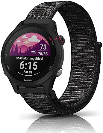 KeeFos 18mm Nylon Armband Kompatibel mit Garmin Venu 3S 41mm/Venu 2S/Forerunner 265S/Forerunner 255S/255S Music Ersatzarmband, Herren Damen Uhrenarmband für Garmin Vivoactive 4S 40mm - Schwarz
