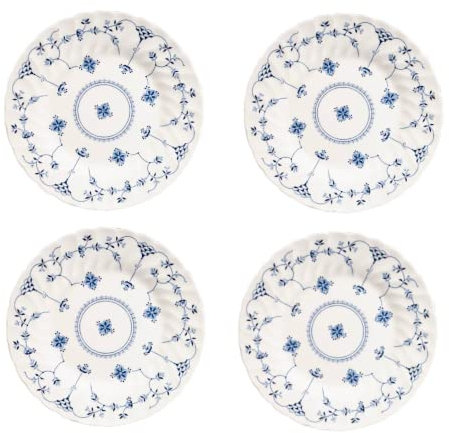 Churchill FINB10011 Piatto Piano, Ceramica, Bianco Blu