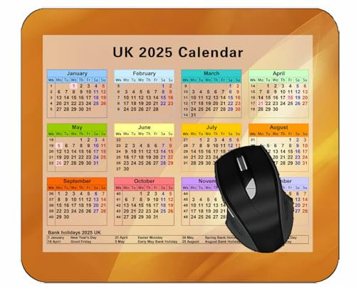Special Design 2025 Calendar Mouse Pad with Holidays,Color Autumn Light Fire Mouse Mat for Office Computers Laptop Men Women