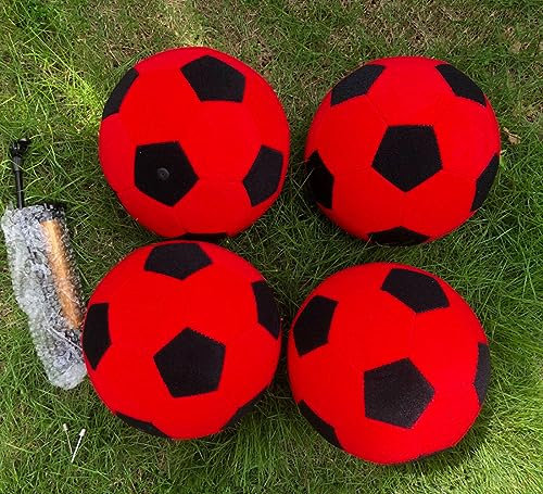 Vinfgoes 4 Stück 21 cm aufblasbare klebrige Fußball Kick-Dart-Bälle für aufblasbare Dartscheibe Outdoor-Training Filz Fußball mit Handpumpen (rot)