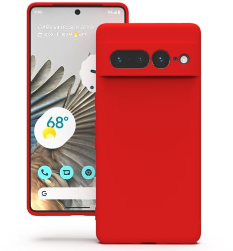 YATWIN Hülle für Google Pixel 7 Pro, Silikon Handyhülle mit Futter, 1mm Kamera und Displayschutz, Dünn & Leicht, Anti Kratzer Case, Rot