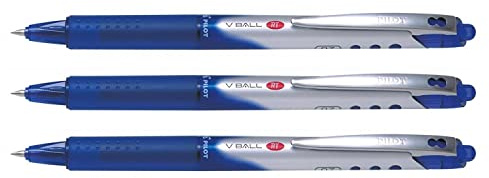 PILOT V-Ball 7 RT Retractable Rollerball Pens Medium Point Blue Pack of 3aa