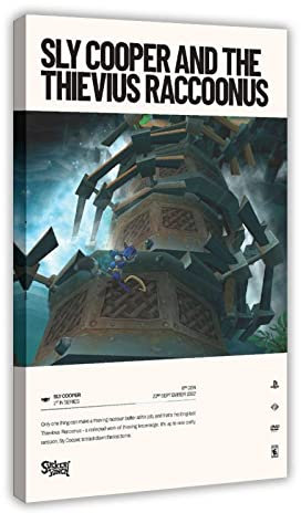Sly Cooper und der Thievius Raccoonus (2002), Videospiel-Poster, Leinwand, Poster, Schlafzimmer, Dekoration, Sport, Landschaft, Büro, Zimmer, Dekoration, Geschenkrahmen, 20 x 30 cm
