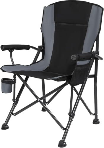 REDCAMP Campingstuhl Faltbar 150kg, hohe Rückenlehne Klappstuhl Camping Tragbar mit Getränkehalter und Tasche,Armlehne Angelstuhl, Campingstühle für Picknick Garten Balkon und Sportveranstaltungen