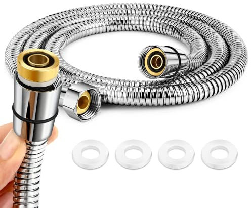 MIIEPLS Brauseschlauch 1.5M Edelstahl Duschschlauch Flexibler Brauseschlauch mit Dichtungen für Handbrause