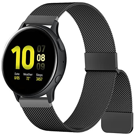 Vancle für Samsung Galaxy Watch Active 2 40mm 44mm Armband/Watch 3 41mm Armband/Watch 5/4 40mm 44mm Armband,Metall 20mm Ersatzarmband Uhrenarmband für Galaxy Watch 5 Pro 45mm (Schwarz)