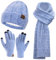 Damen Winter Warm Beanie Mütze Touchscreen Handschuhe und Lang Schal Set mit Fleece Gefütterte, Thermo Wintermütze Strickmütze Schals Winterhandschuhe Strickhandschuhe Frauen Geschenk, Blau