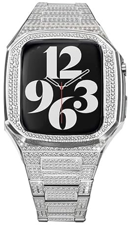 NDJQY Kit di modifica diamante da 45 mm per Apple Watch Band Mod Set cassa in acciaio inossidabile da 45 mm con cinturino per accessori Iwatch Serie 7, 45mm For 8/7, agata