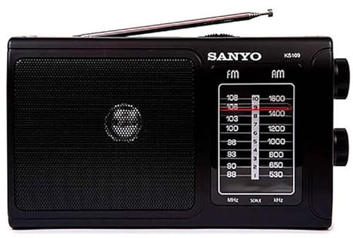 SANYO KS109N Radio Analógica Sobremesa Am/FM Red y Pilas. Color Negro