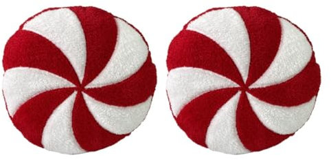 Tedious Weihnachtssüßigkeits Wurfs Kissen | 35 c 3D Lollipop Weihnachtskissen | Rotes Candy Plüschtier Kissen | Weiches Rundes Süßigkeitenkissen Home Deko Weihnachtsdekoration Geschenke für Freunde