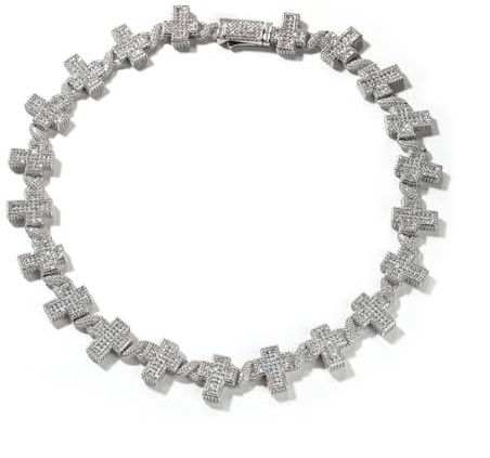ICEDIAMOND 18K vergoldeter Infinity-Kreuz-Charm kubanische Choker-Halskette, vereister Vollglanz 5A CZ Diamant Hip Hop Schmuck für Männer Frauen
