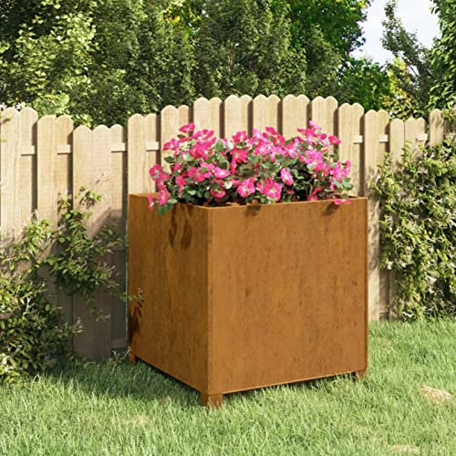 LAPOOH Jardinera con Patas Acero corten Gris 49x47x50 cm, Macetas Exterior, Jardineras Exterior, Raised Bed, Jardinera Balcon, Macetas Balcon - 823682
