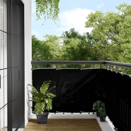 vidaXL Balkon Sichtschutz, Balkonbespannung mit Ösen Seil, Wasserfeste Balkonabdeckung, Balkonverkleidung für Balkon Terrasse, 90x800cm Schwarz 100% Polyester-Oxford