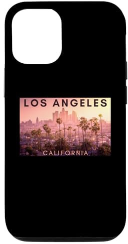 Hülle für iPhone 15 Souvenir mit Palmen und Skyline von Los Angeles bei Sonnenuntergang