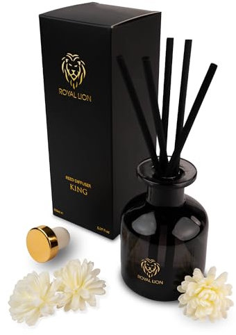 ROYAL LION Reed Diffuser 150ml - Aroma Diffuser - Raumduft Stäbchen - Lufterfrischer mit Duftstäbchen für die Wohnung (Schwarz: Duft King)
