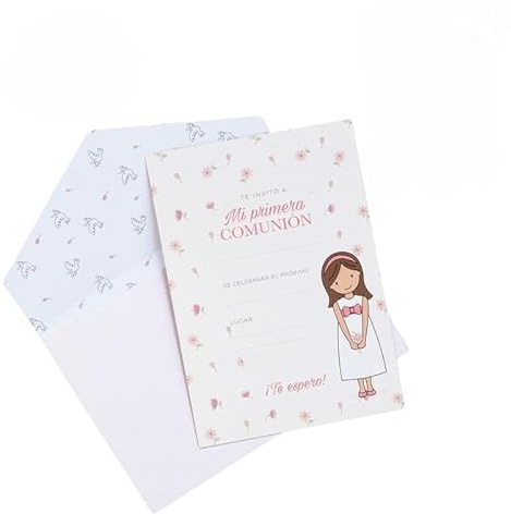 ROCKING GIFTS Set mit 10 Einladungskarten zur Kommunion von Mädchen, Vorbereitung auf Partys