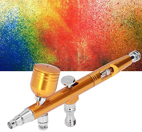 Airbrush Makeup Kit, G1/8 DIY Paint Spray Gun Irbrush Makeup Pen Brass Airbrush for Makeup Nail Art Tattoo Costume Crafts, Airbrush Painting Supplies (AR180 gold)