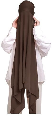 Lina & Lily Chiffon Instant Hijab mit Jersey Unterkappe, Damen Kopftuch Set mit Bindeband (Dunkelbraun)