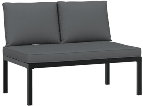 vidaXL Gartenbank mit Kissen Schwarz Aluminium