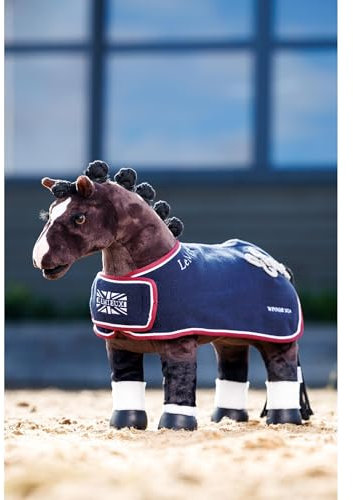 LeMieux Toy Pony Winners Teppich – Marineblauer Fleece-Teppich – dekorative Hüft-Ornamente – perfekte Spielzeug-Ponys – geeignet für Kinder ab 3 Jahren