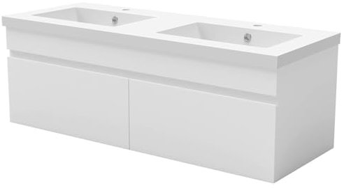AICA Meuble Double Vasque 120cm, Meuble Salle de Bain Blanc