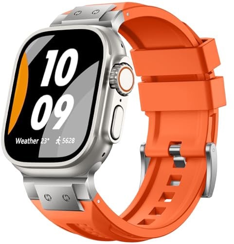 Bandletic Compatible Apple Watch Ultra 2 Strap - Soft Silicone Sports Strap 49mm, Orange
