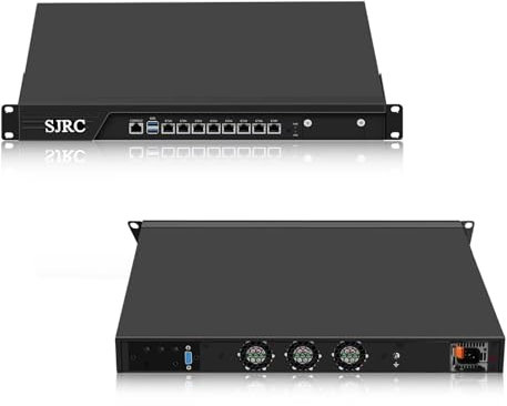 SJRC 19” Firewall Hardware Core i3 7100, LGA 1151, Rackmount 1U Router PC for VPN Server, 19 Inch Rack OPNsense Appliance with 8 x i226V 2.5GbE LAN, DDR4 8GB RAM 128GB SSD, VGA