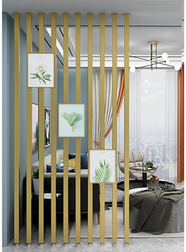 Raumteiler aus Holzlamellen vom Boden bis zur Decke, 60 cm, 90 cm, 120 cm, 150 cm, 210 cm, hoher Trennwandpfosten für Dekoration, Restaurant, Innenbereich/Büro/Salon, verstellbare Breite, Ei
